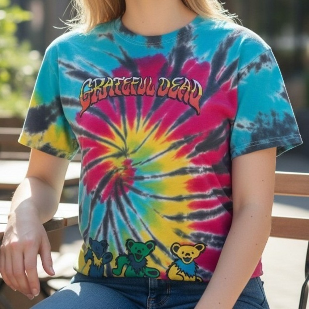 Grateful Dead (T-Shirt) (2XL) [Multi-Color] Good Dancing Bears Tie Dye Graphic